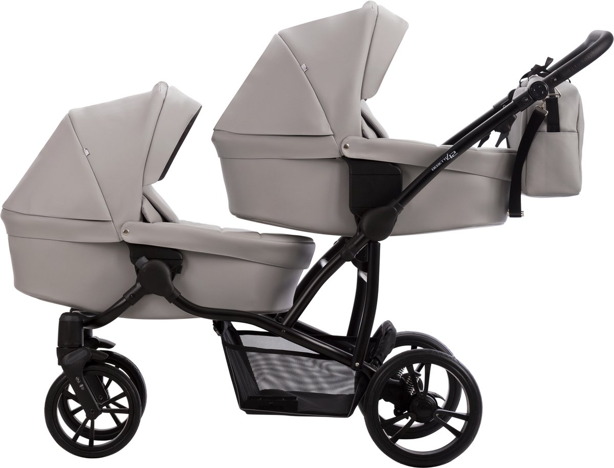 Bebetto 42 PRO Duowagen - Eco Leer bekleding Pro 21 - Tweeling kinderwagen Eco Leather - duo buggy leder 2 in 1 (2 wiegen + 2 zitjes) — cadeau in Cadeau-ideeën - foto 3