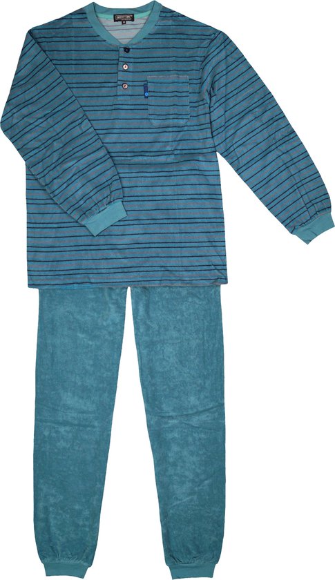 Gentlemen Heren badstof pyjama met knoopsluiting gestreept - maat M