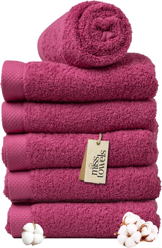 Miss Towels 50x100 Handdoeken Set 6 st. - 5 sterren Hotelkwaliteit - Badtextiel - Luxe Badhanddoeken - Zachte Badlakens - Fuchsia