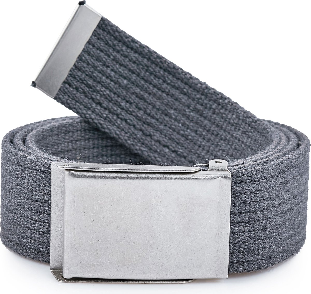Ladeheid Herenriem - Riem - Broekriem - Verstelbaar - Katoen - LA-EL-P10 - Donkergrijs-Zilver - 120 cm