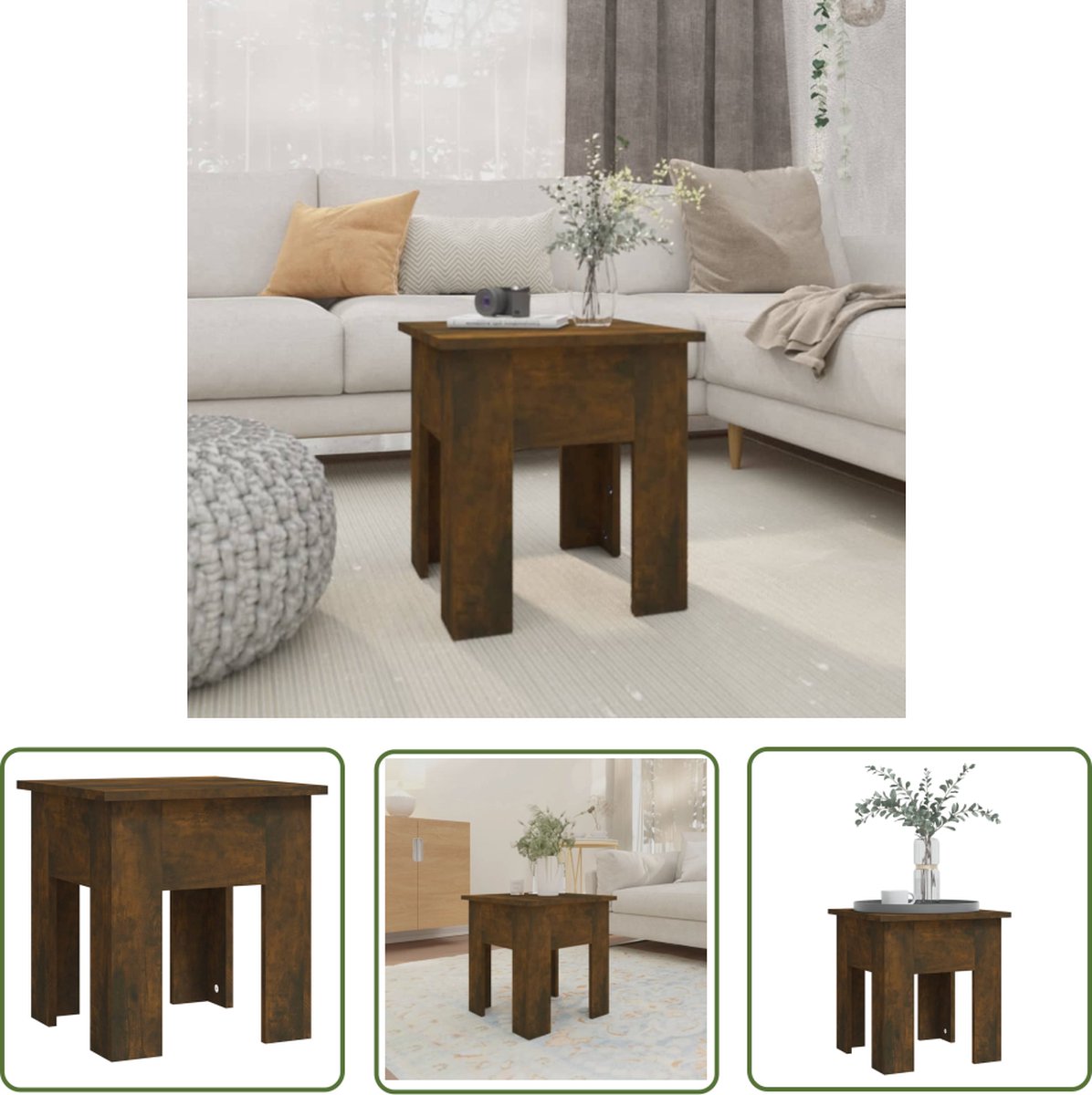 Salontafel 100x60x42 cm bewerkt hout betongrijs Salontafel 100x60x42 cm bewerkt hout betongrijs