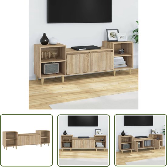 The Living Store Meuble TV 160x35x55 cm bois traité chêne sonoma coloré