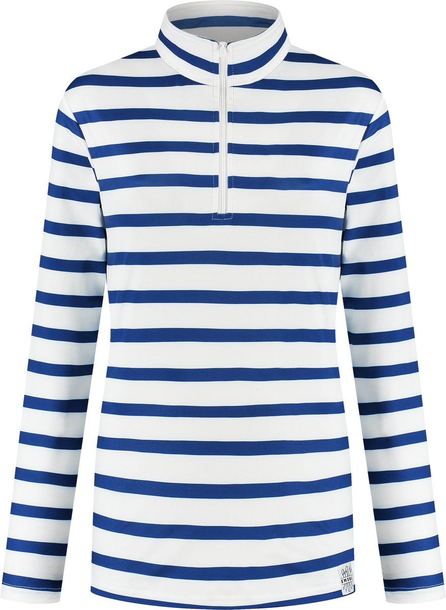 Emski - Skipully heren - trui met kwart rits - voor onder de skijas - blauw/witte streep - mannen Pully