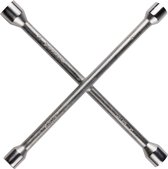 Dunlop Wielsleutel - Auto Wielmoersleutel Geschikt voor Afmetingen 17-19-21-23 MM - Kruissleutel voor Auto - Montagesleutel - Auto Gereedschap - Perfect voor Velgen - 27 x 27 CM - Staal - Zilver