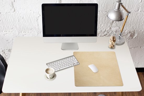 Tapis de souris XXL - Sous-main - Tapis de bureau - Cuir - Structure - Aspect cuir - Beige - 50x50 cm - Tapis de souris XXL