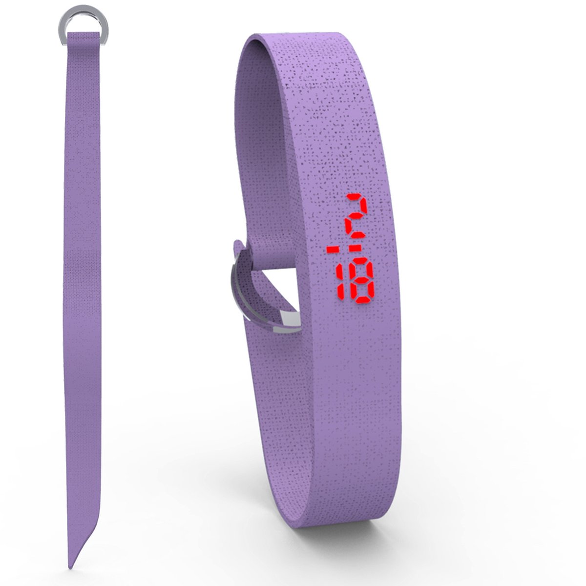 TOO LATE - Digitaal horloge - Fabric - katoenen band - Paars
