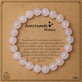 Bixorp Rozenkwarts Armband op Cadeau Kaartje - Aanstaande Mama - 8mm / 20cm Edelsteen Kralenarmband - Inclusief Cadeau Envelop