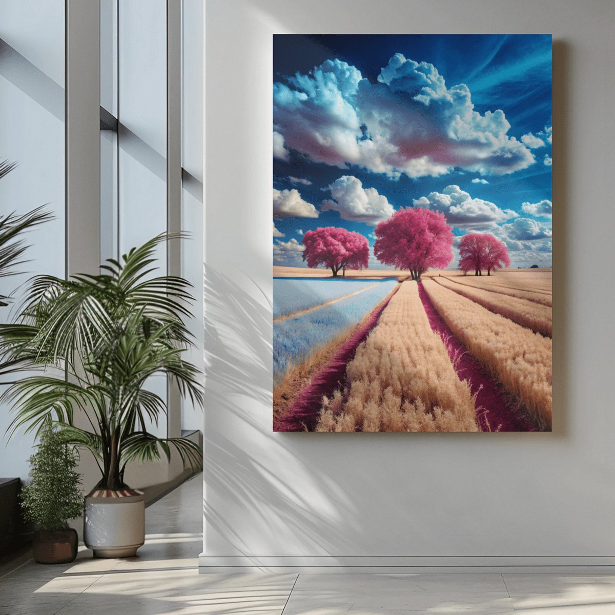 Trendex Global Canvas Schilderij - Roze Bomen - Landschappen - 90x60x2 cm Meerkleurig