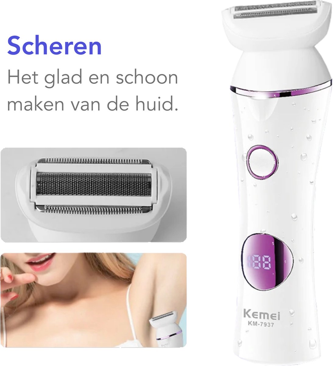 Kemei 7937 Epileerapparaat Dames Epilator Ontharingsapparaat thumbnail 4