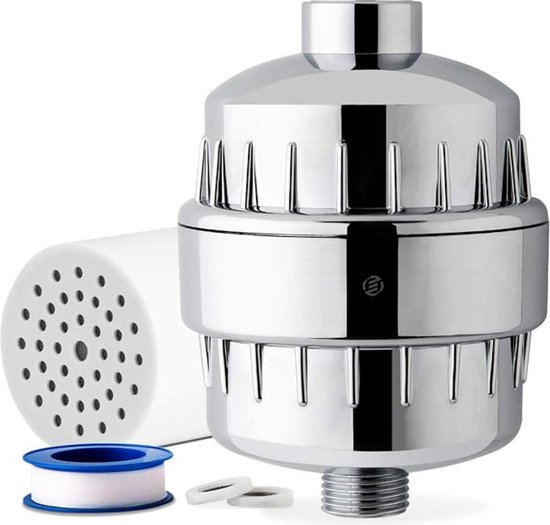 Tappwater ShowerPro Diamond - Douchefilter. Filtert kalk, chloor en 60 stoffen. Uniek ontwerp. 4-traps filtratie en KDF-55 technologie voor een zachte huid en sterk haar. 6 maanden - 20.000L