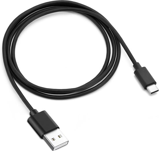 Zwarte USB-A naar USB-C kabel.