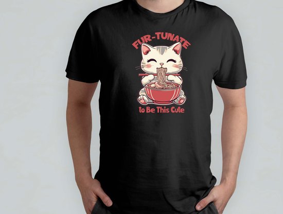 Fur tunate to Be This Cute - T Shirt - Cats - Gift - Cadeau - CatLovers - Meow - KittyLove - Katten - Kattenliefhebbers - Katjesliefde - Prrrfect