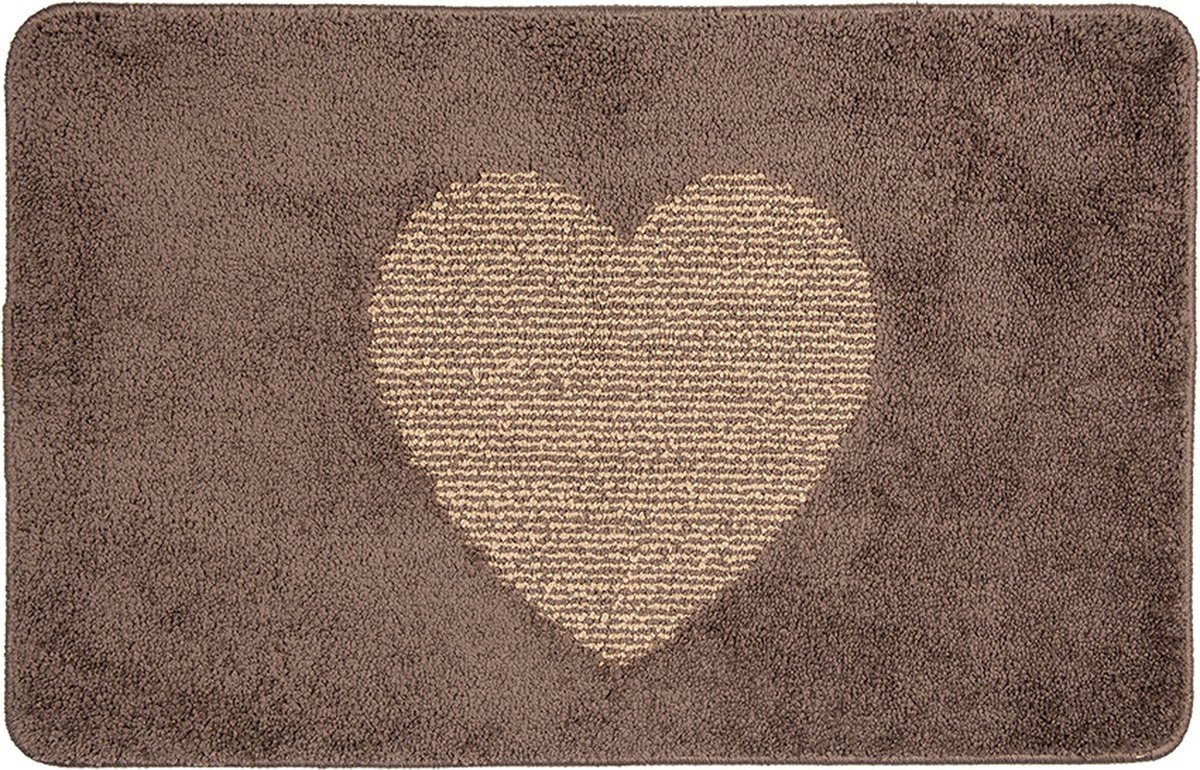 Badmat 78x48x1 cm Bruin Polyester Hart