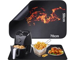 Hittebestendige Vuurvaste Siliconen Mat – Bakmat - Antislip Glasvezelmat 50x70 cm – Beschermmat voor Friteuse, Airfryer, Oven & Koffiezetapparaat - Inductie Beschermer - Hittemat - BBQ Mat