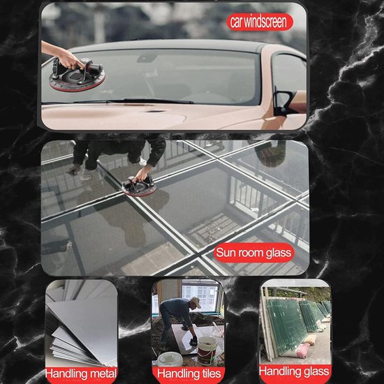 Vacuüm Glaslifter Set - 2 Stuks, 20,4 cm, Voor Zwaar Transport van Glas