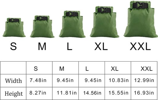Kuou 6-delige Waterdichte Droogzak Set – 1,5L Tot 8L, Lichtgewicht, Ideaal Voor Kajakken, Kamperen En Reizen