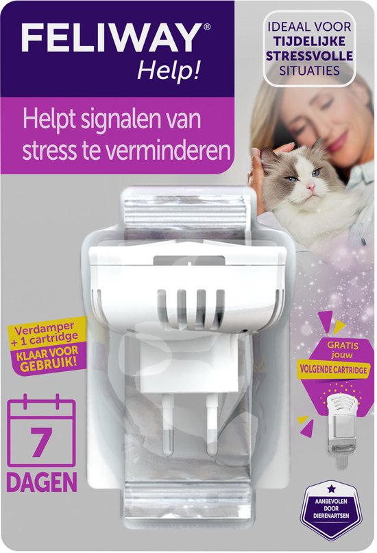 Feliway Help! - Verdamper + Cartridge - 7 dagen - Kat - Tijdelijke spannende situaties voor je kat