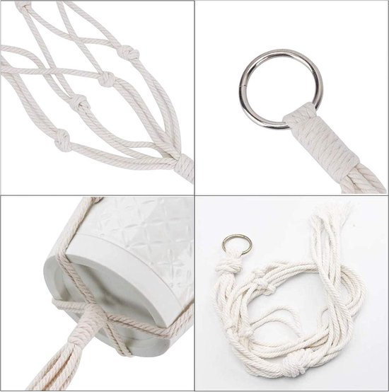 Set van 2 macramé plantenhangers, katoenen touw geweven binnen buiten hangende plantenhouder voor muur hangende plantenbak plafondplanten voor bloempot, hangende plantenhouder voor tuin en