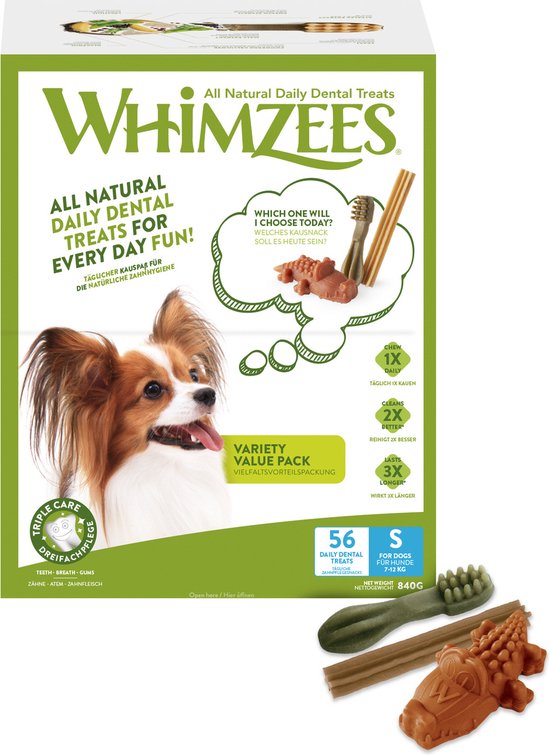 Whimzees Variety Box S - Kauwsnacks - Hond - Assortiment - 56st