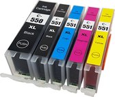 MediaHolland - Cartouches d'encre de marque maison pour Imprimantes Canon CLI-551 et PGI-550 - Set de 5 pièces - 4 couleurs - Cartouches d'encre Canon , Cartouche
