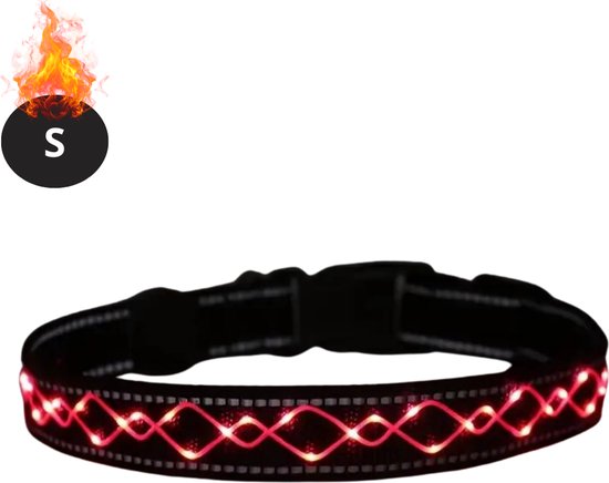 Bovista Collier Lumineux - Collier Lumineux - Lumineux - Chien - Chat - Lumineux - Collier pour Chien LED - Rechargeable - Rouge - S