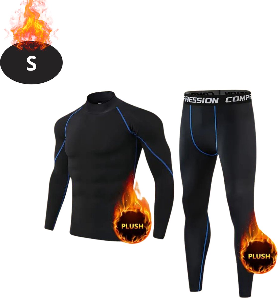Livano Thermokleding Heren – Thermobroek – Thermoset – Thermolegging – Winter – Thermoshirt – Zwart+Blauw – S Livano Thermokleding Heren – Thermobroek – Thermoset – Thermolegging – Winter – Thermoshirt – Zwart+Blauw – S