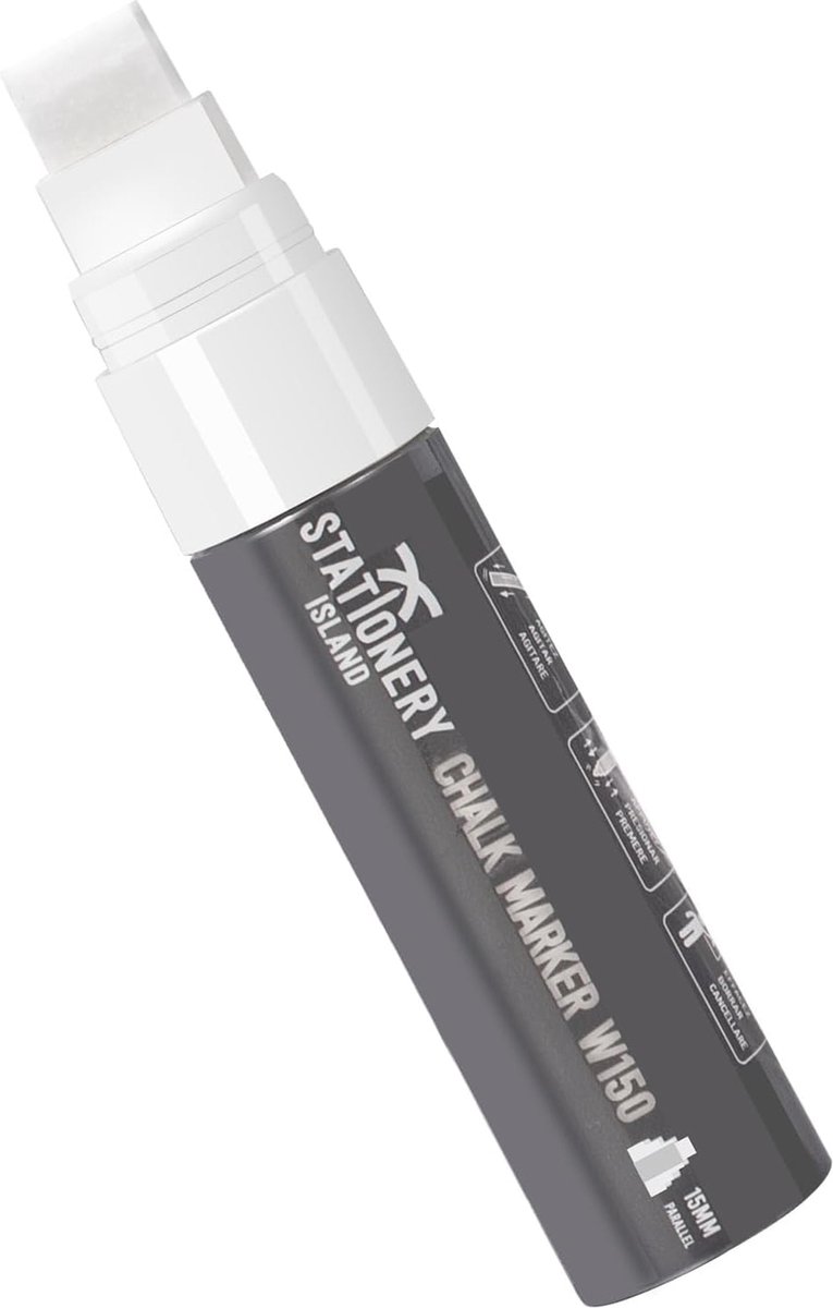 Witte Krijtstift voor Schoolbord - Uitwisbare Vloeibare Krijtpen, Afveegbare Markeerstift voor Raam, Glas en Spiegel (15 mm Penpunt)