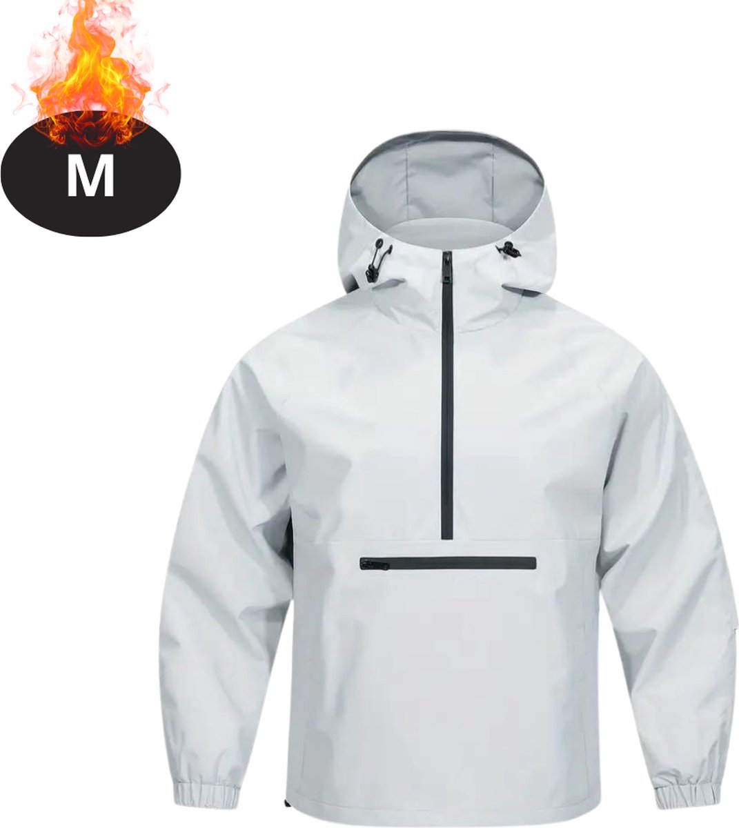 Livano Windjas Voor Heren Windjack Waterdicht Jas Met Capuchon Outdoorjas Volwassen & Wit