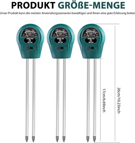 Equivera PH Mètre - PH Mètre Jardin - PH Mètre Jardin - PH Mètre Water - Test PH Sol - PH Mètre Sol - PH Mètre Herbe - PH Mètre Pelouse - Humidimètre - Humidimètre - Sol Mètre