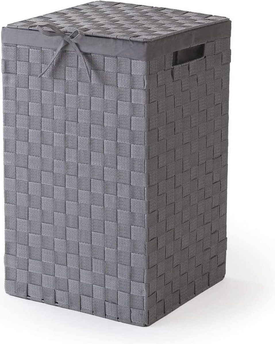 Goedkoopste Stijlvolle wasmand met deksel en handgrepen - 30 x 30 x 50 cm, taupe