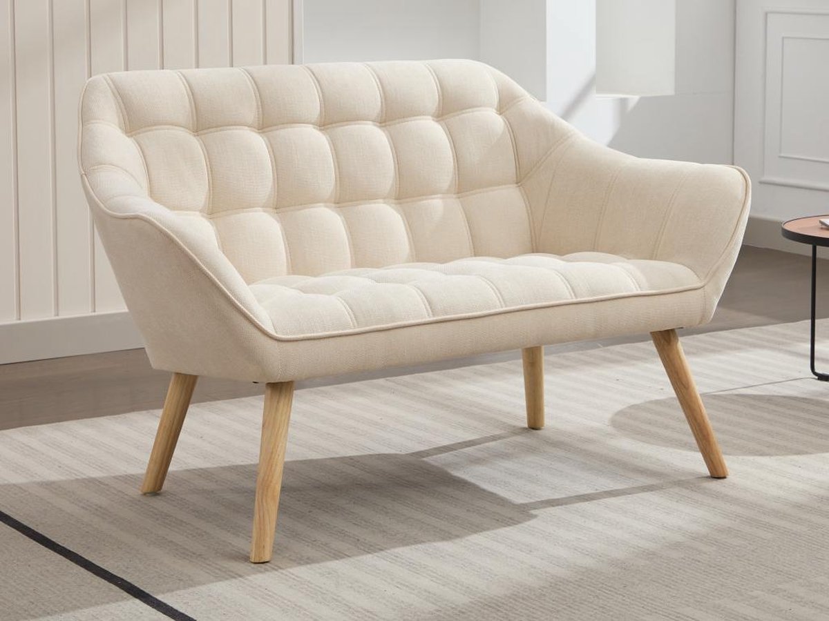Vente-unique Tweezitsbank van beige stof CASERTA