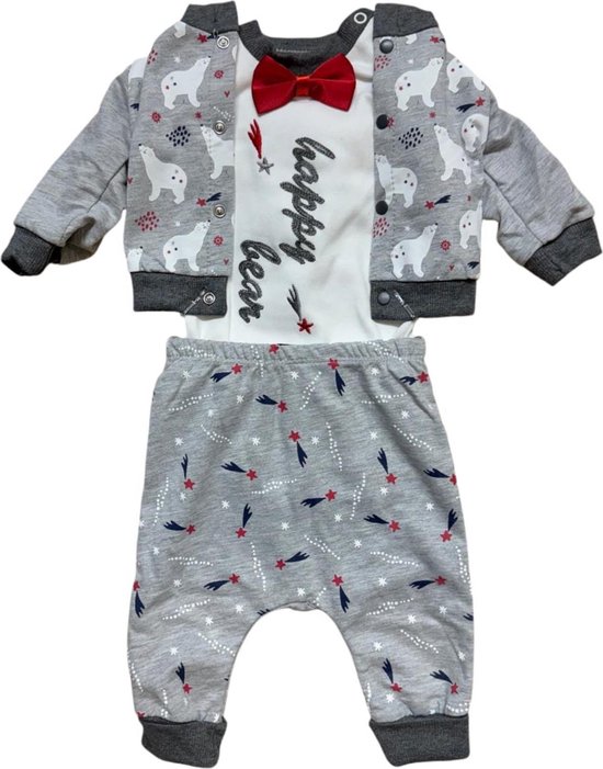 Petit Bateau Callo babyset wikkelvest met romper en legging 3-delig