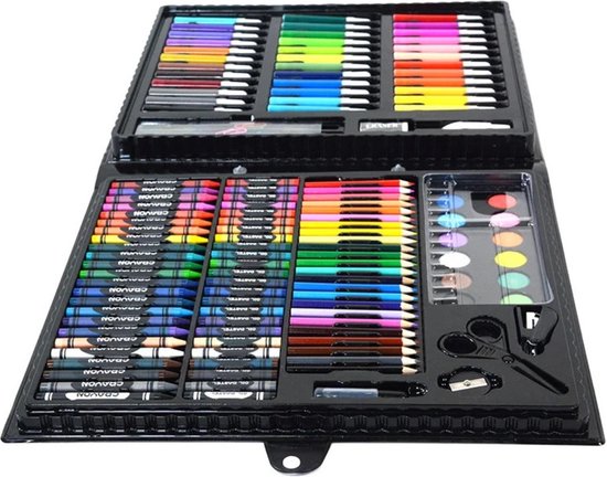 Jojoy - Boîte à dessin pour Enfants - Étui à dessin - Ensemble de dessin - Ensemble de peinture - 150 pièces - Crayons de couleur - Aquarelle - Crayons - Étui à colorier - ARTDECK