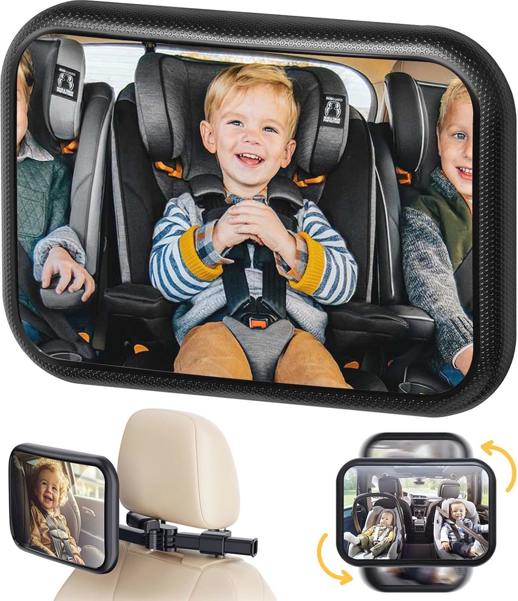 Image of 360 Graden Draaibare Baby Autospiegel - Verstelbare, Onbreekbare Veiligheidsspiegel voor Auto
