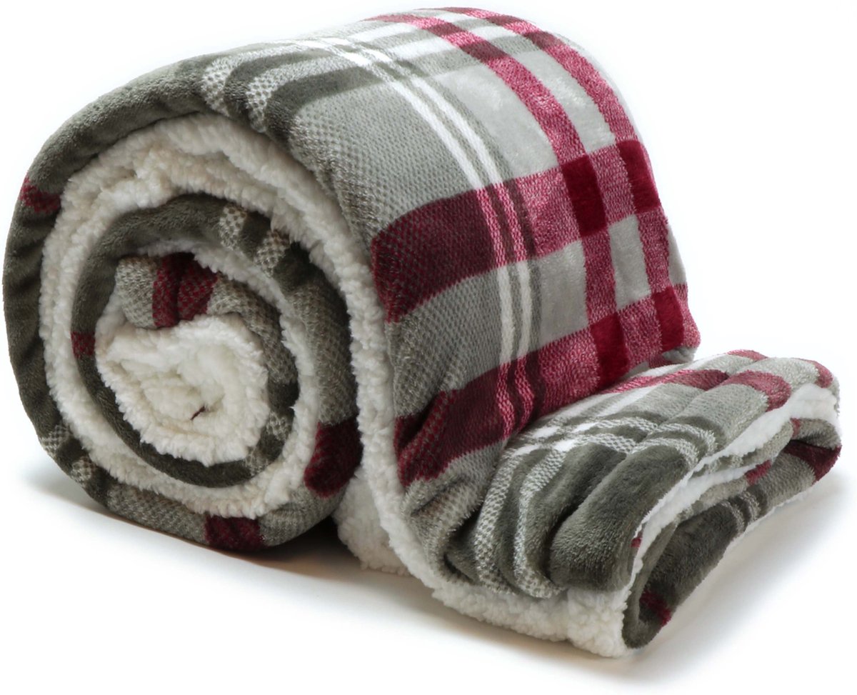 Unique Living Larsson plaid 150x200cm grey/red