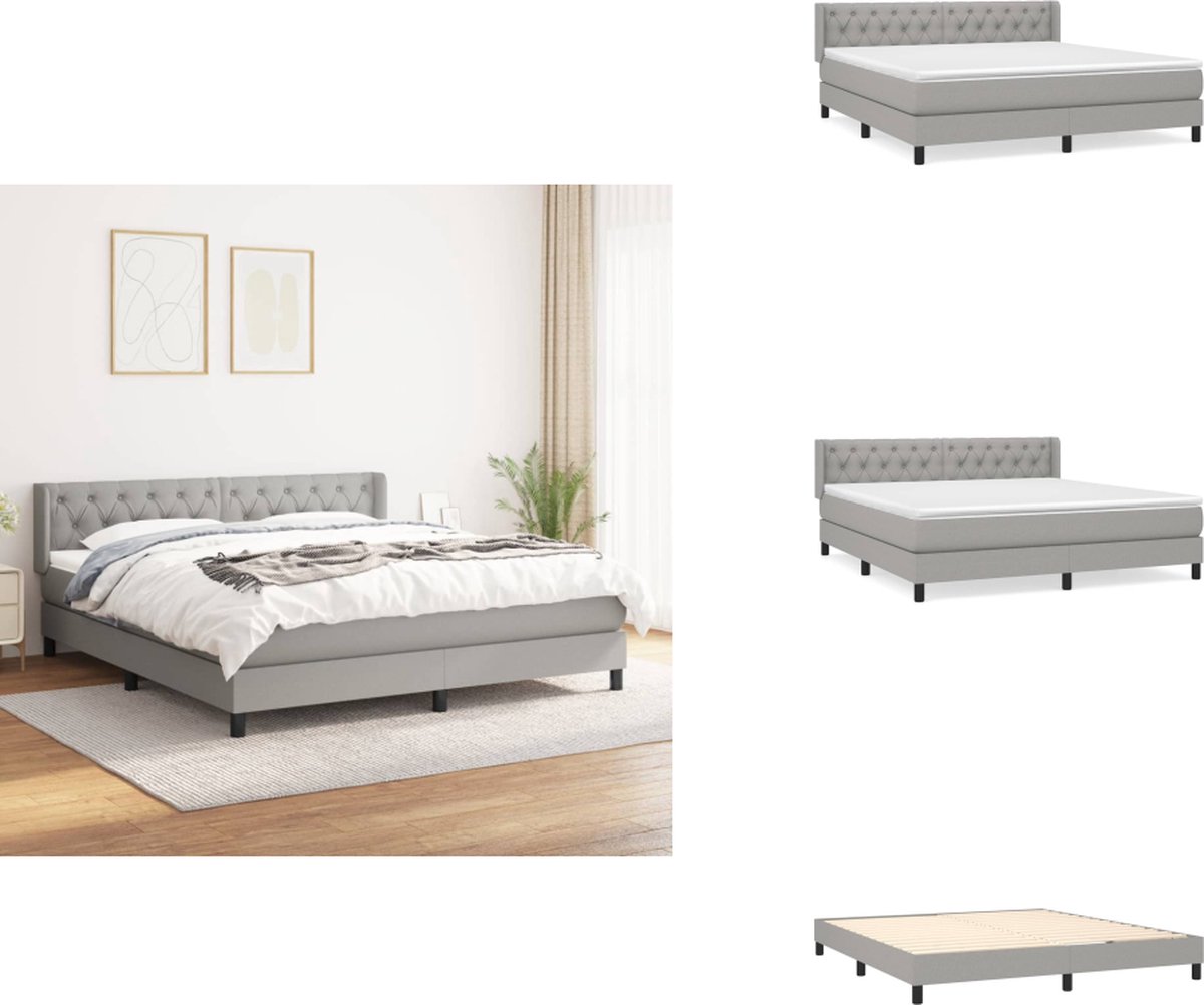 vidaXL Boxspring - Boxsprings - Bed - Slaapmeubel - Boxspring met matras stof lichtgrijs 160x200 cm