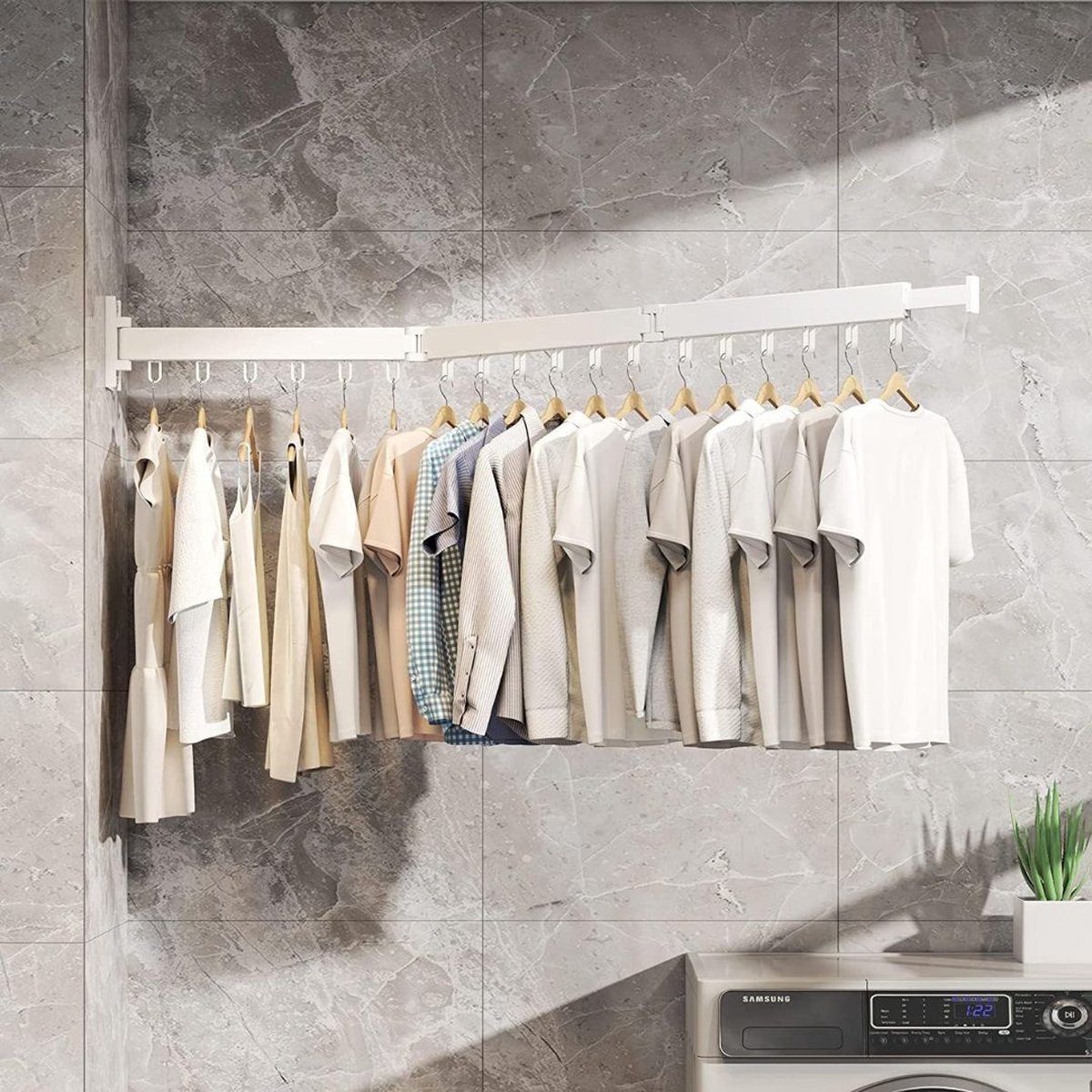 Goedkoopste DD Droogrek Muur - Droogrek wand - Wasrek Muur - Intrekbaar - Wit