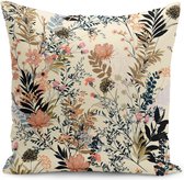 Bedrukt Kussenhoes Beige Crème - Kussensloop - Sierkussenhoes - Velvet hoes voor sierkussens - Kussenhoesjes 50x50 - Fluweel - Aan beide zijdig bedrukt