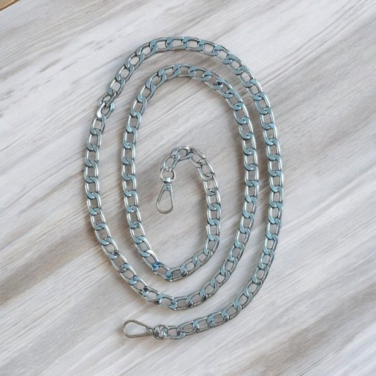 Tas ketting met Gourmet Schakel-Zilverkleurig-116cm-Bag strap Ketting-Hengsel-Tassenriem