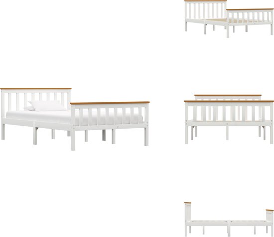 vidaXL Bedframe met lades massief grenenhout wit 120x190 cm, bed, bed ombouw, twijfelaar bed, bedbodem, slaapkamermeubel, 2 persoonsbed