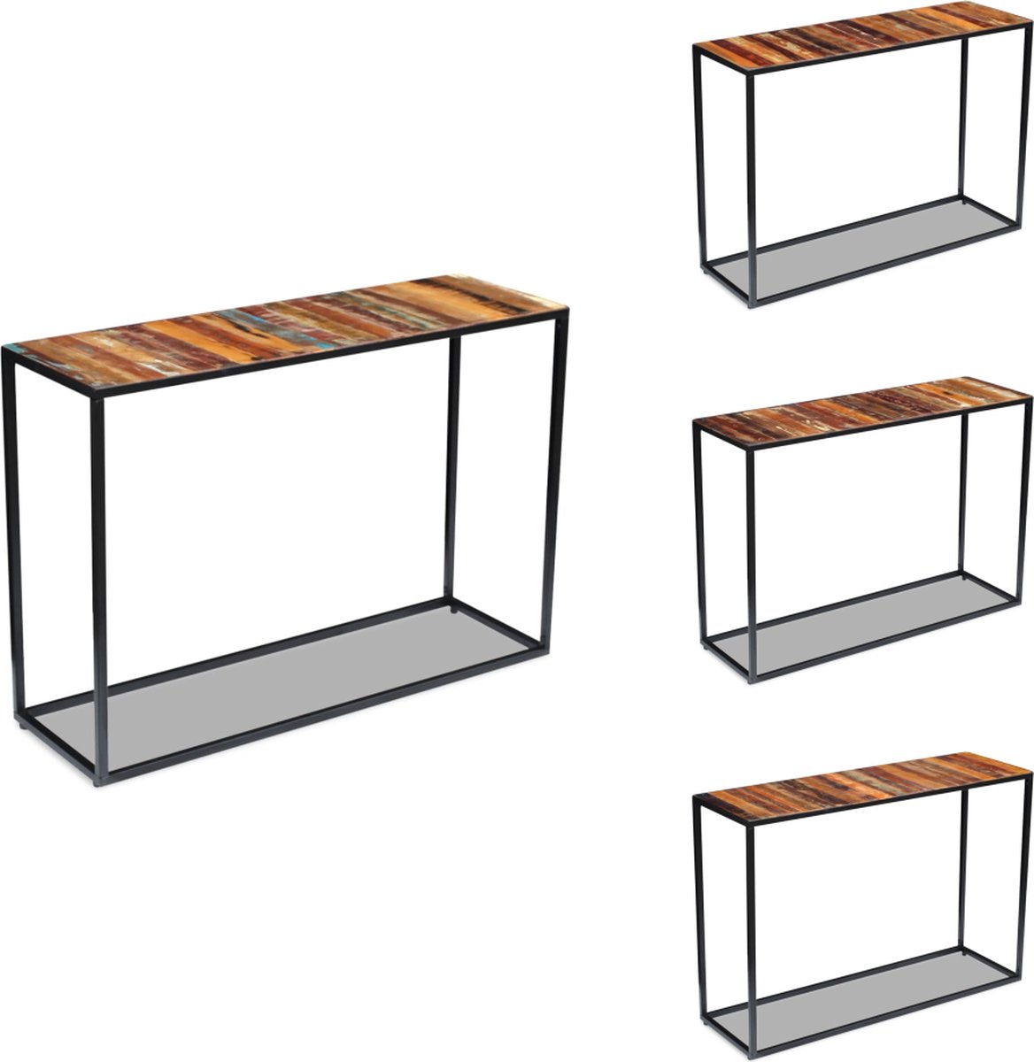 vidaXL Wandtafel - 110x35x76 - cm - massief - gerecycled - hout meerkleurig