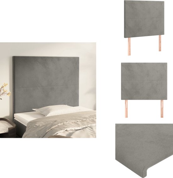 vidaXL Hoofdborden 2 st 72x5x78/88 cm stof lichtgrijs, hoofdeinde