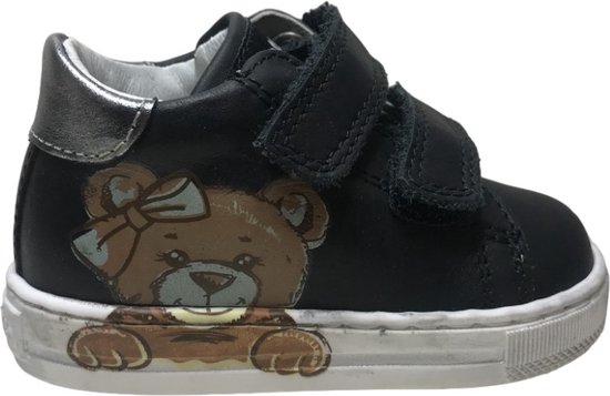 Falcotto - Wislei - Mt 18 - baskets en cuir velcro - ours - noir