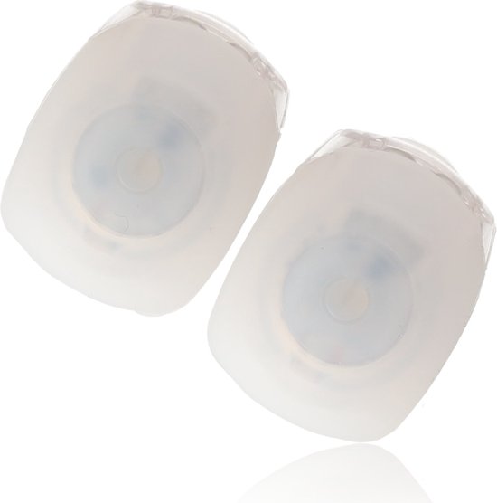 LED Fietsverlichtingsset voorlicht van 2 - waterdichte silicone lampen voor kinderen - Hardlopen verlichting - Wandelen verlichting - wit– Super Felle LED's - Twee Lichtstanden - Inclusief 2 CR2032 Batterijen — afbeelding 4