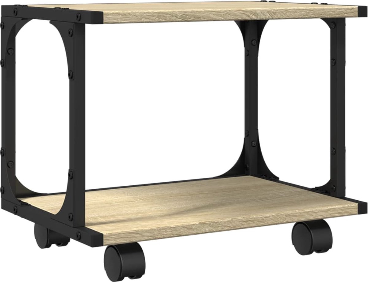 vidaXL Printerkastje - 2-laags - 41x28x33,5 - cm - hout - sonoma - eiken sonoma eiken