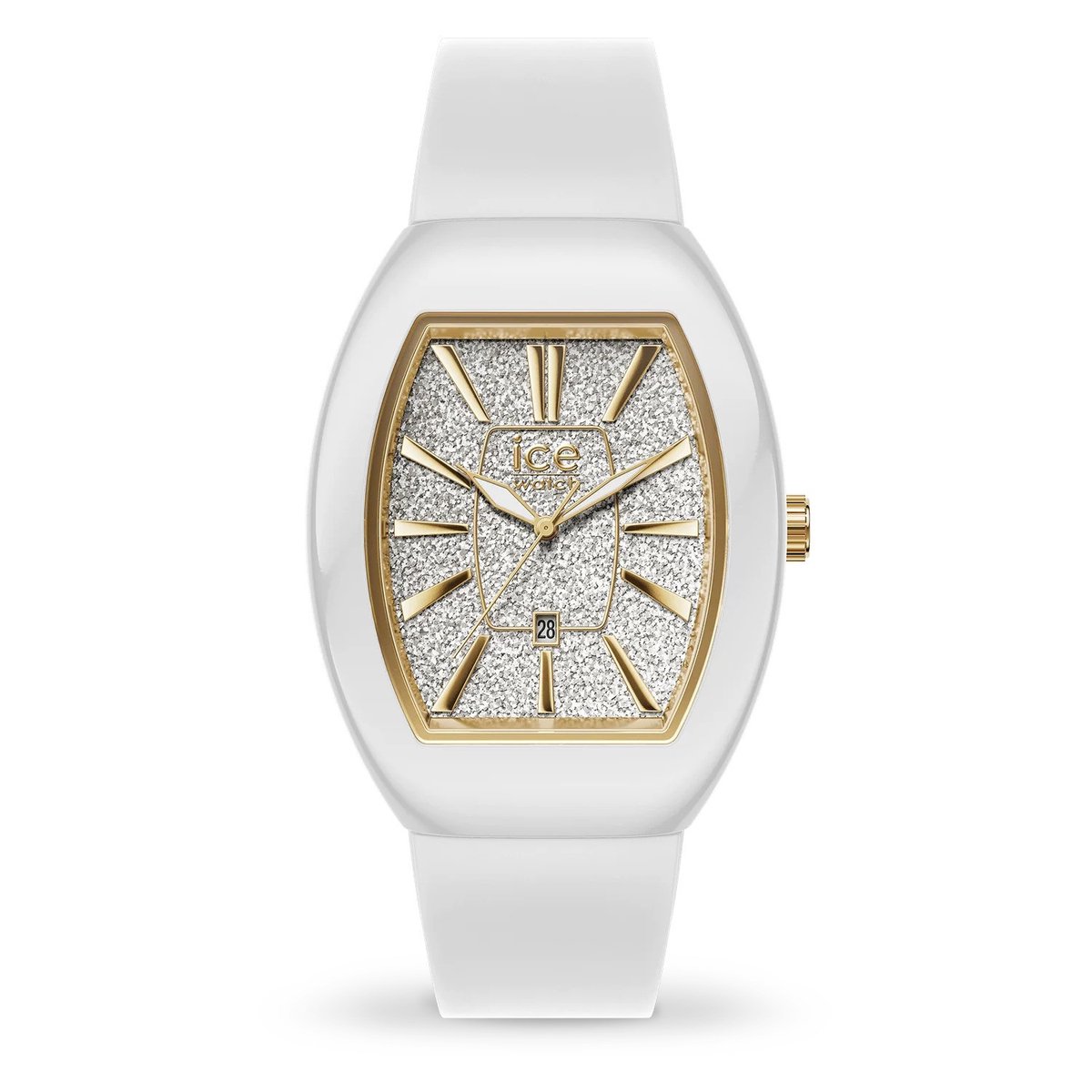 Ice-Watch - Ice boliday Dome White glitter gold - Wit dameshorloge met siliconen band - 024033 (Klein)