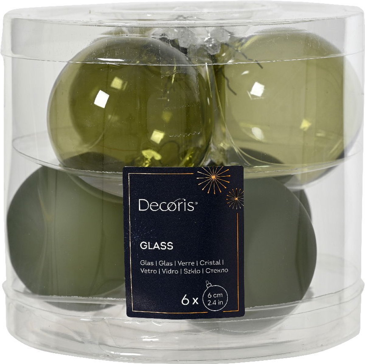 Kerstballen glas d6 cm rsmrn 6st