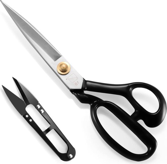 Linkshandige stoffen naaischaar, 25,5 cm dressmaking tair's schaar - gegalvaniseerde afwerking koolstofstalen schaar voor het snijden van leer, kleding, maatwerk, knutselen (26,8 cm, draadsnijder