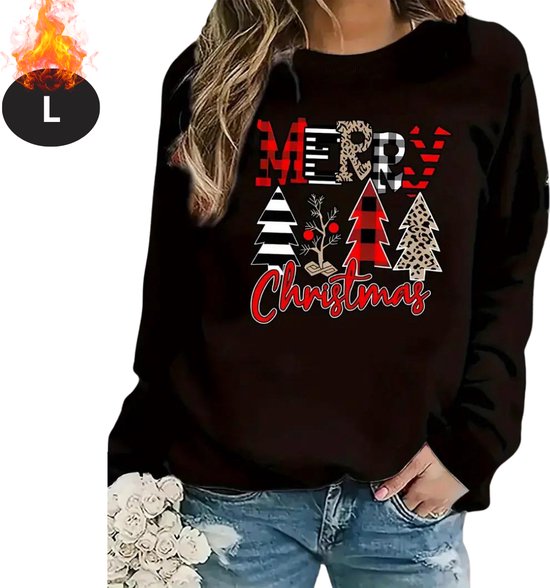 Nivard Kersttrui - Dames - Foute Kersttrui - Christmas Sweater - Kerst Sweater - Christmas Jumper - Pyjama - Zwart - L