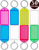 50 Stuks Openklapbaar Sleutellabels met 30mm Sleutelringen & Naamkaartjes - 6 Kleuren Sleutelhangers Tags voor Volwassenen - Sleutelring - Sleutels Onderscheider - Labels met Ring - Keychain Sleutelhouder Sleutelrekje - Bagagelabel - Key Sleutelclip